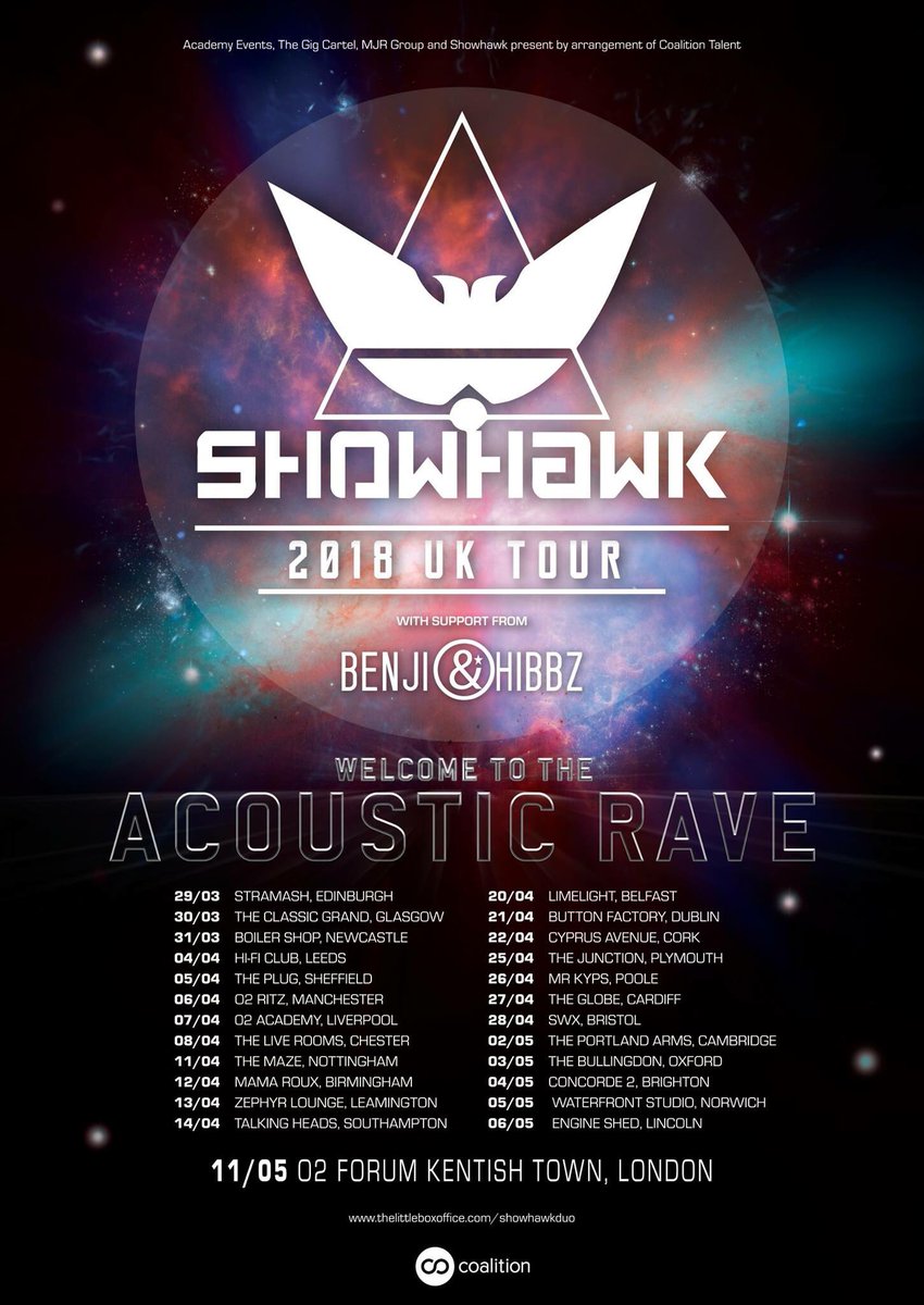 TheShowhawkDuo's tweet photo. Absolutely delighted to announce our tour dates for next year! Earlybird £15 tickets until Friday! Get them here - https://t.co/xOKo4EnxGL https://t.co/X1WwJhvvdM