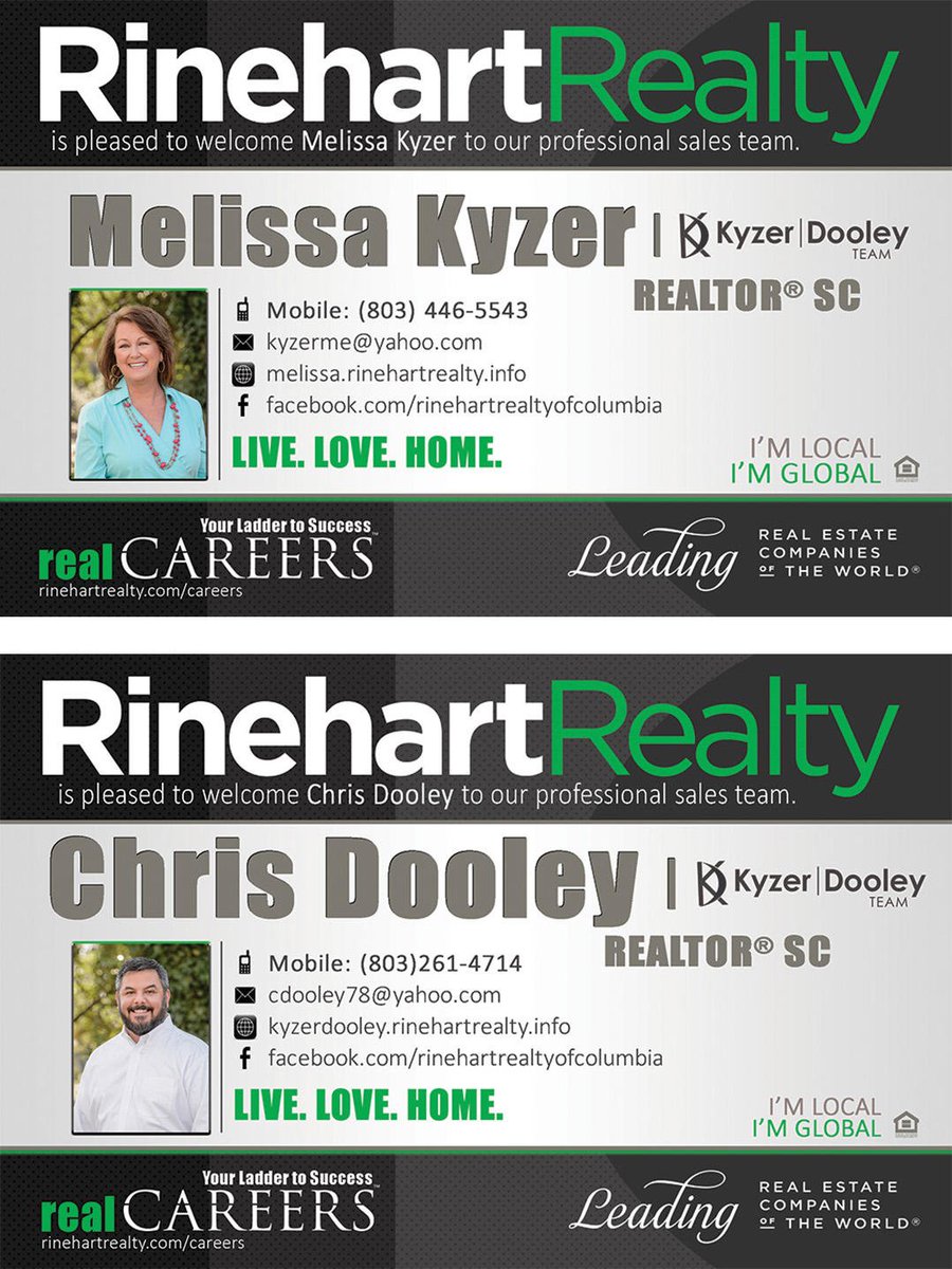 mathilderealtor's tweet image. Rinehart Realty is pleased to welcome Melissa Kyzer and Chris Dooley to our professional sales team in Columbia!