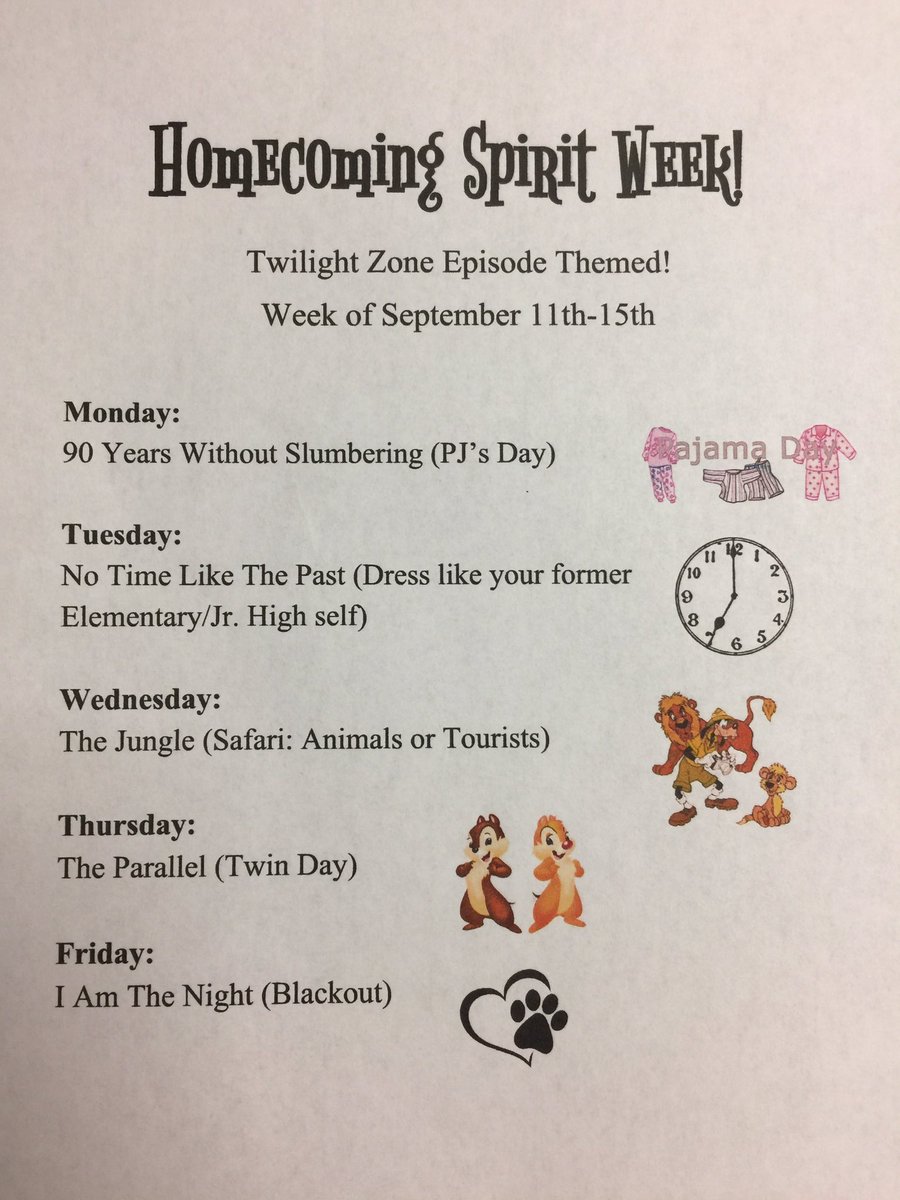perrystugo's tweet image. Homecoming / Spirit week starts Monday!  Show your school spirit!