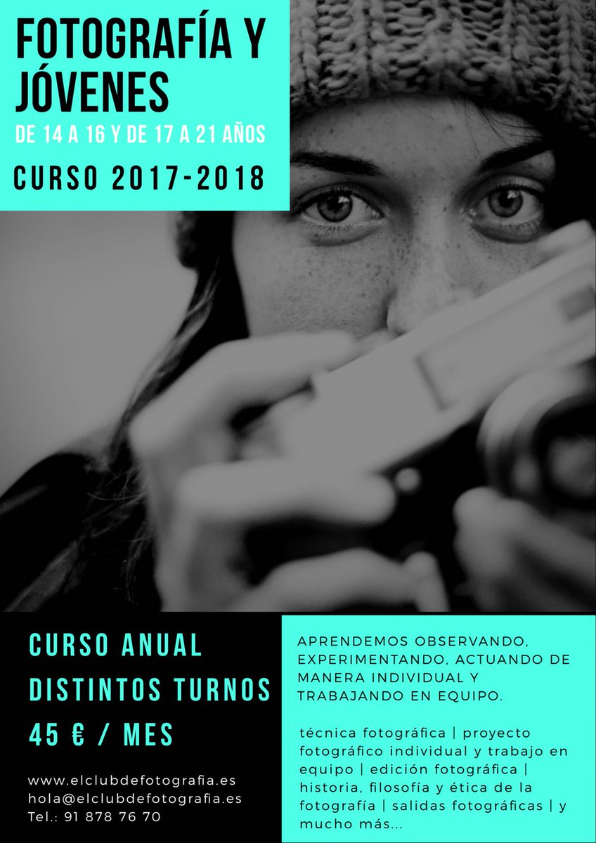 Clubdefotoadh's tweet image. Os presentamos nuestro curso destinado a adolescentes y jóvenes adultos. Aprende con metodo innovador y atractivo goo.gl/BM3rFy
