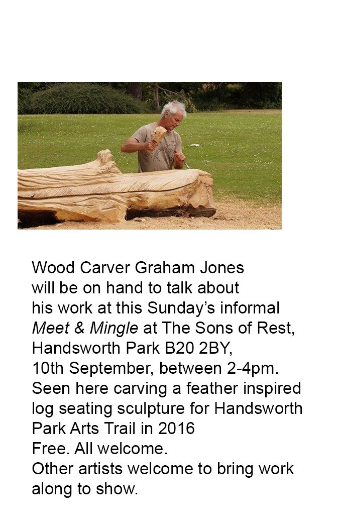 PBArtsForum's tweet photo. Come along to the PBAF Meet &amp; Mingle @handsworthpark  on Sunday! Meet @gmjwoodcarving 
https://t.co/6QyKcqtGzs https://t.co/Wc0F8vF2dW