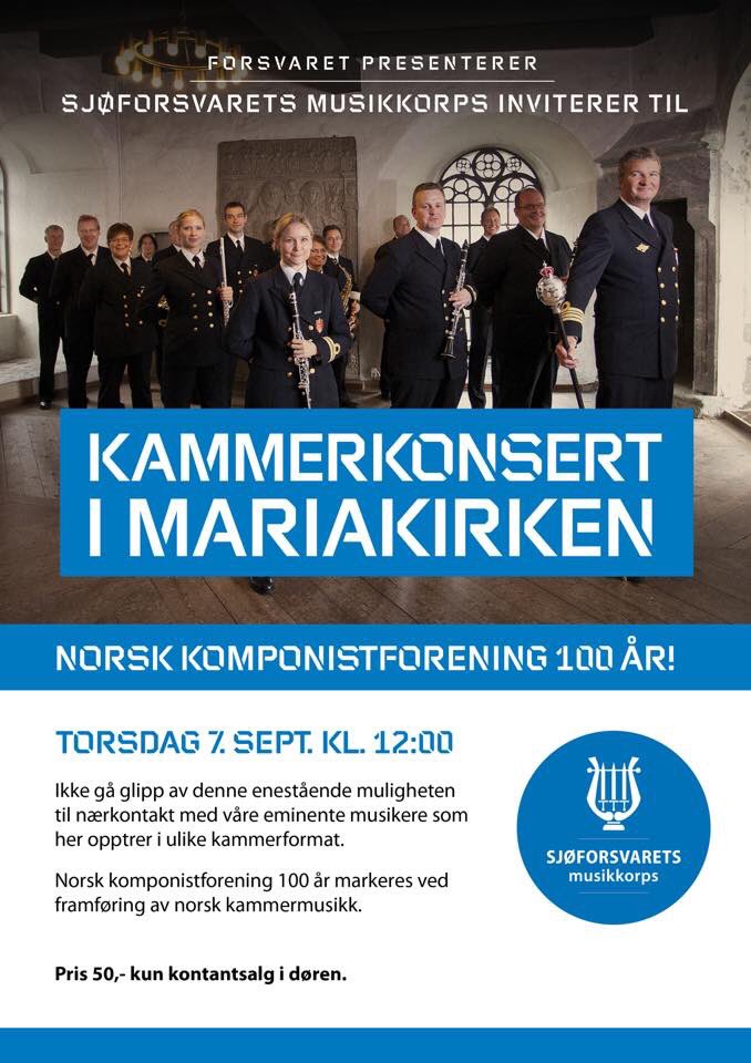 Velkommen til kammerkonsert i Mariakirken torsdag kl 12 og fredag fra kl 18! Norsk musikk av bla. <a href="/TAAN_1964/">T Aagaard-Nilsen</a> og <a href="/chrholter/">Christian Holter</a>. @nkf_100aar