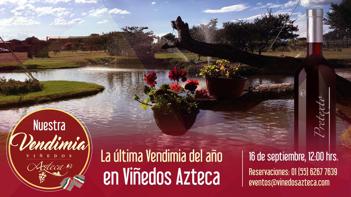 Aún estás a tiempo para celebrar con nosotros la última Vendimia del año con toques muy mexicanos. Informes: vinedosazteca.com/vendimia/