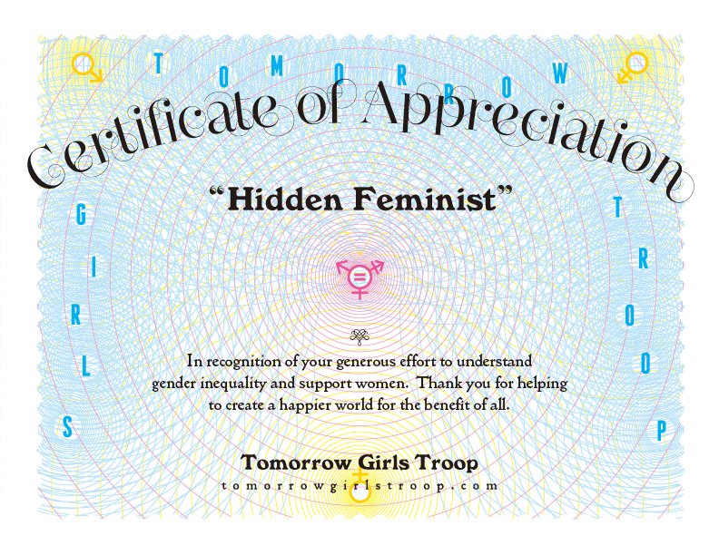 @feministclimate As a part of this show, we'll be globally introducing our 'Hidden Feminist Certificate' project. tomorrowgirlstroop.com/hidden-feminis… #hiddenfeminist