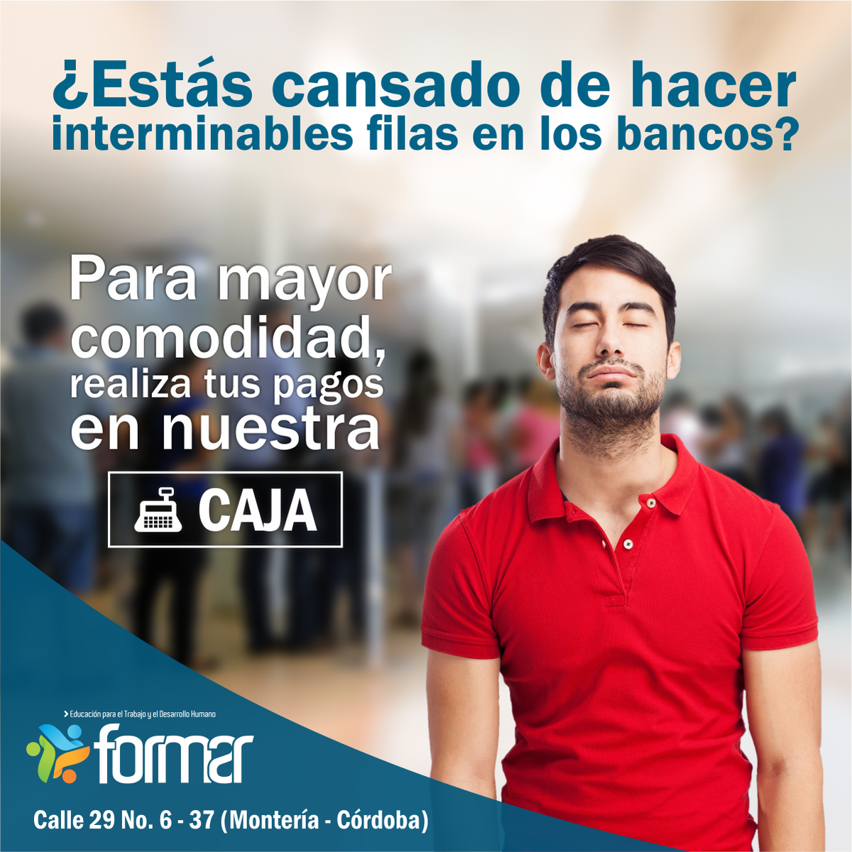 FORMAREDU's tweet photo. Sabemos que tu tiempo es oro, por eso pensamos en tu comodidad. Te invitamos a realizar tus pagos en la nueva caja de nuestra institución. https://t.co/YkwzZn5rvX