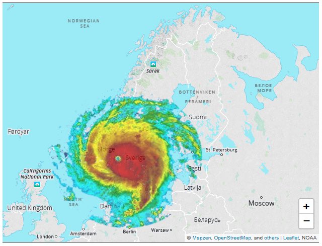 Nikche's tweet photo. Bra bild för att förstå storleken på stormen Irma i Karibien. Så här hade det sett om vi fått den här.  https://t.co/IYRbh1NwyH