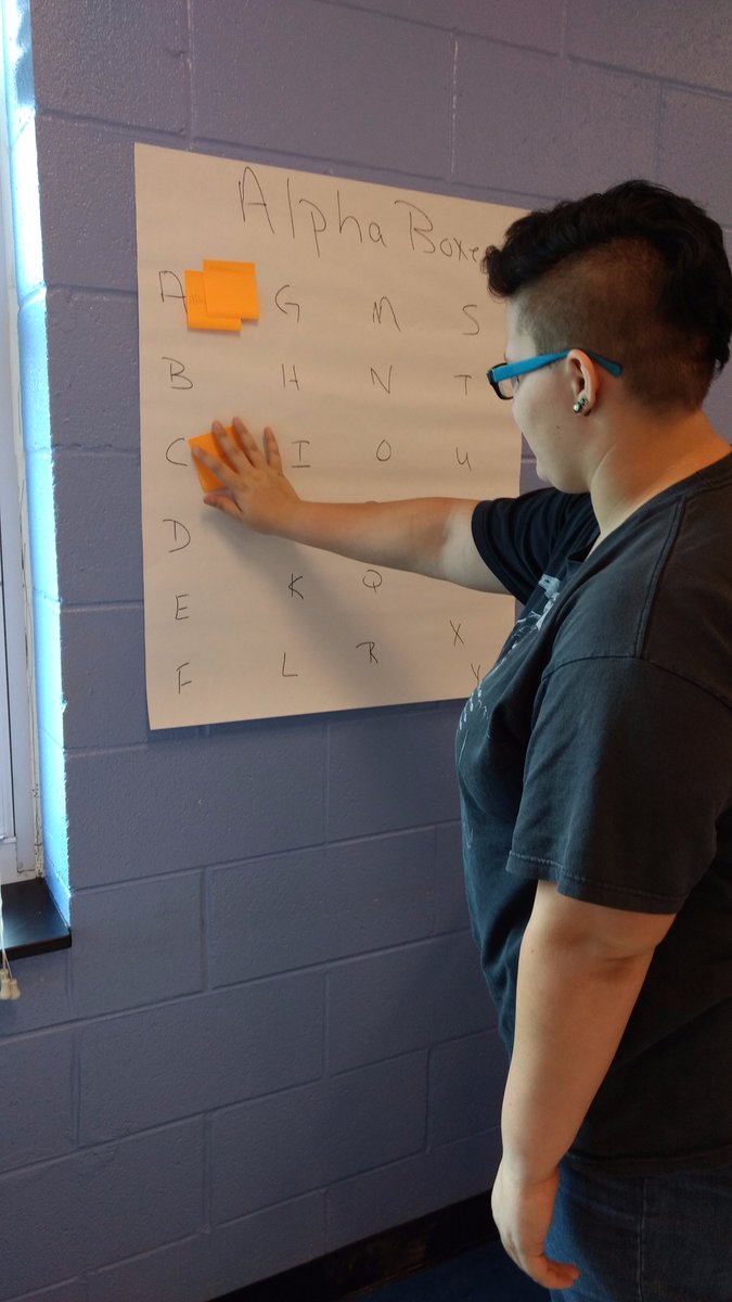 EsmithAHS's tweet photo. @aynorhighschool students use #AlphaBoxes to generate as many literary terms as possible. #collaboration #AHSLiteracy https://t.co/My9bSeuvBS