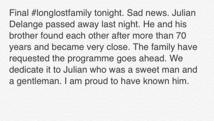 Something to tell you about tonight's Long Lost Family.