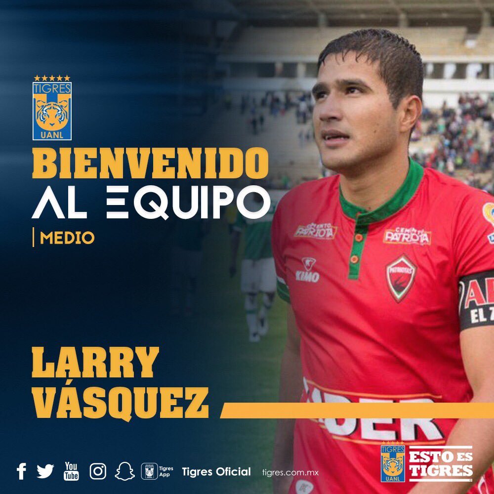 TigresOficial's tweet photo. ¡Bienvenido a @TigresOficial, Larry! https://t.co/Uv0uGnN92Z