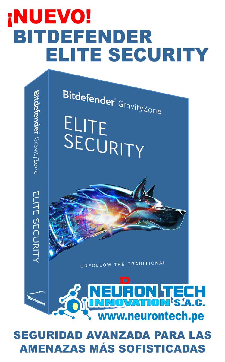 NeuronTechSAC's tweet image. ¡NUEVO! BITDEFENDER ELITE SECURITY, la seguridad más avanzada para las amenazas más sofisticadas. Pídelo al Cel. 967150422 / Telf. 014751370