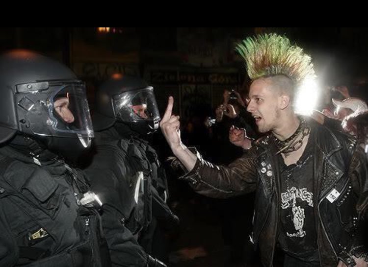 ashomam's tweet image. Punks vs. cops (the last one is my fav lolol)