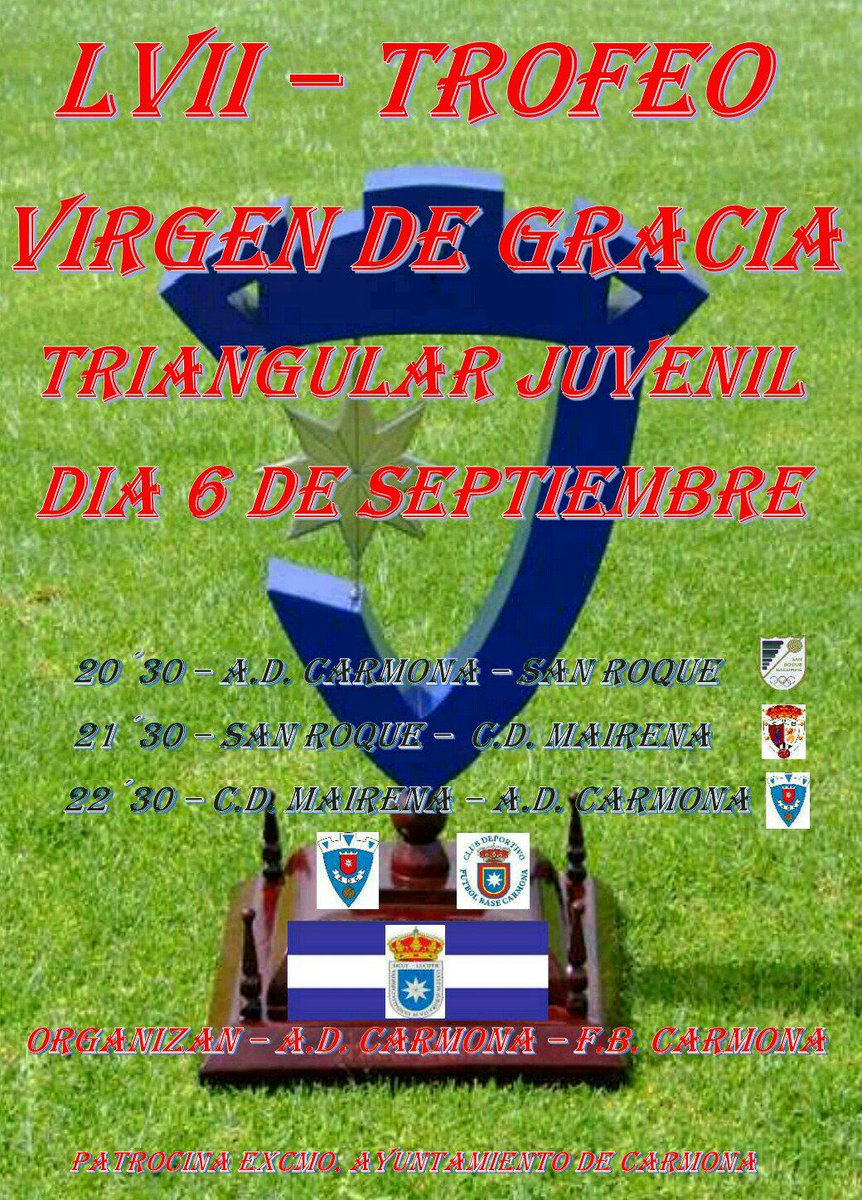 psoecarmona's tweet photo. LVII Trofeo Virgen de Gracia. Enhorabuena x la organización a @adcarmona59 @fbcarmona 
@gacetacarmona @diacarmona @ondacarmona @CarmotubeTV https://t.co/5BLggjIt1U