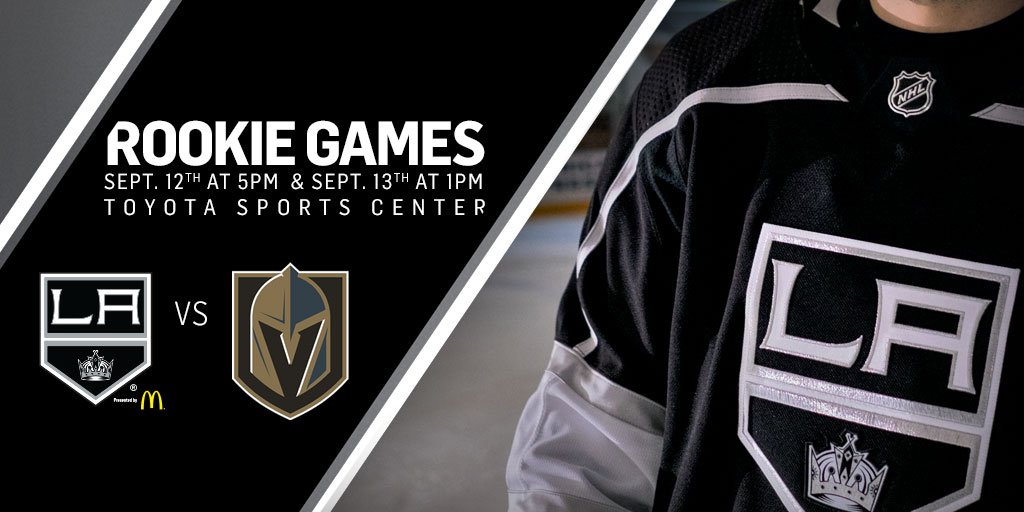 LAKings's tweet image. Next week's rookie games: LA Kings vs. @GoldenKnights
Tix limited to first 500 people &amp;amp; will be on sale 1 hour before each game at TSC!