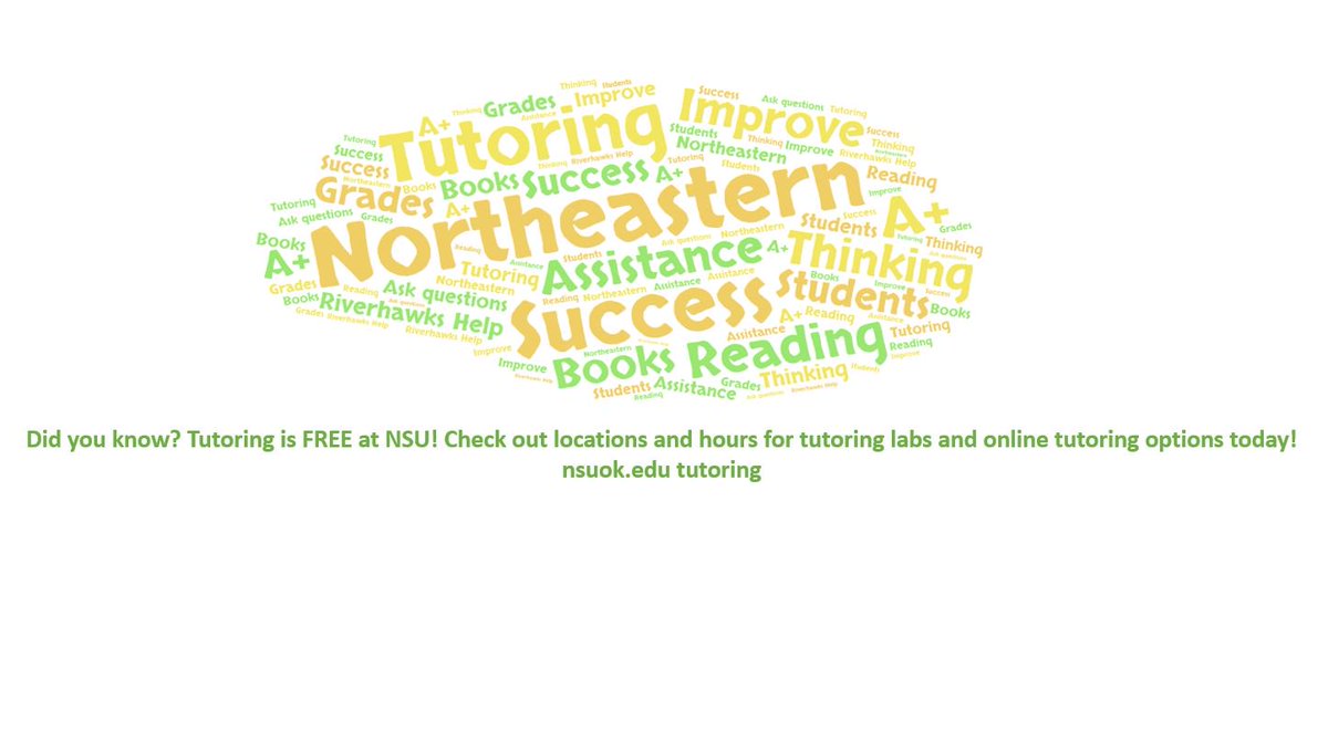NSUadvising's tweet photo. @NSURiverHawks today is a great day for tutoring on campus and online! https://t.co/NlfRH8vlqa