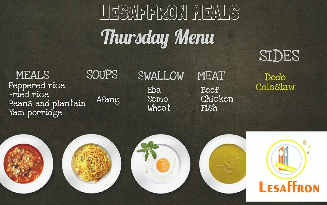 lesaffron's tweet photo. Our menu is ready!!!  Call us/text us/DM us to order. It's good food. It's tasty. From Ikoyi to Ajah we have you covered. https://t.co/uKfyJDo1dG