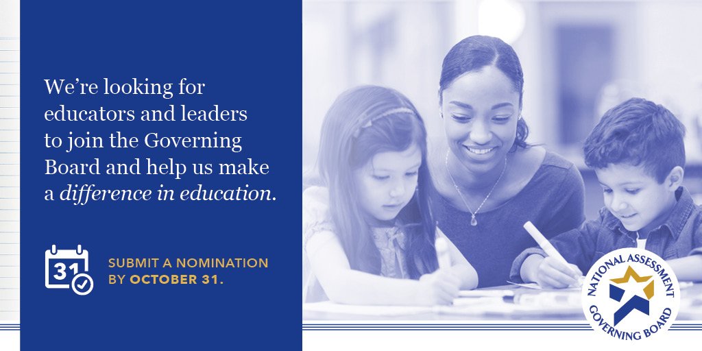 GovBoard's tweet photo. Nominations are now being accepted to #JoinGovBoard!
Learn more about the positions & our role in #edu & #NAEP. https://t.co/Ff0QytqRXb https://t.co/f9uQakLril