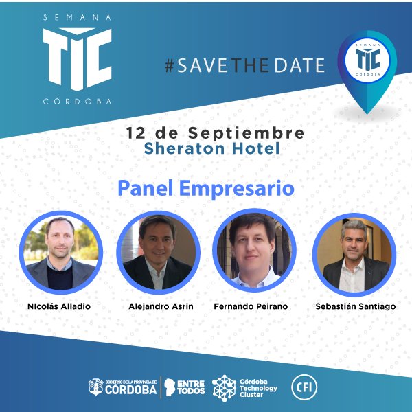 12/09 #CórdobaTechDay #PanelEmpresario
📊Empresarios destacados de Córdoba nos contarán como la #tecnología impacta en sus compañías.