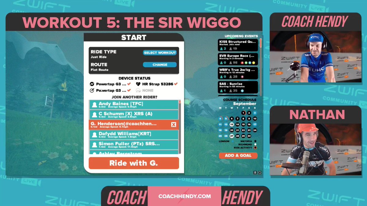 GoZwift's tweet image. Props to @coachhendy &amp;amp; @Nathan__Guerra for tonight's Workout Wednesday tutorial! 👍💥👊 💦 

Watch the re-run here 📺 👉 m.youtube.com/watch?v=Sp-k-0…