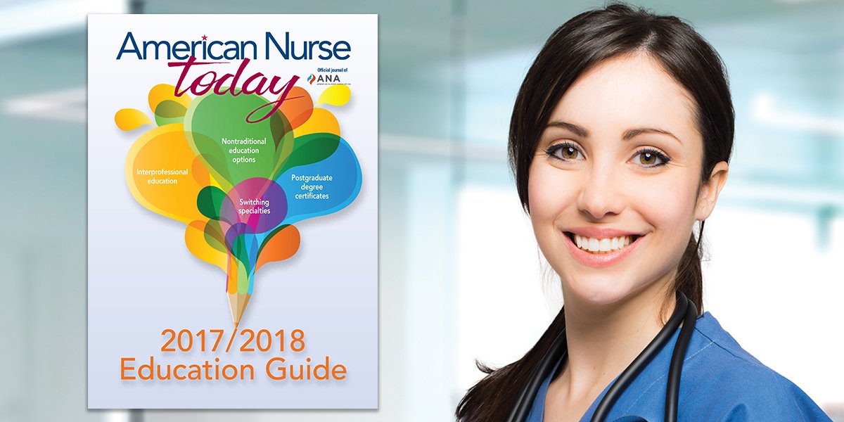 myamericannurse's tweet photo. It's time to advance your #nursing #career! Learn how in the American #Nurse Today 2017/2018 #Education Guide https://t.co/qVtKDF9BbE https://t.co/5x89TNolnV