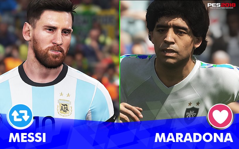 Juega_eFootball's tweet photo. ¿Cuál crack argentino te gustaría tener en tu equipo #myClub de #PES2018?
Messi - RT
Maradona - <3 https://t.co/TV3YhuYWhl
