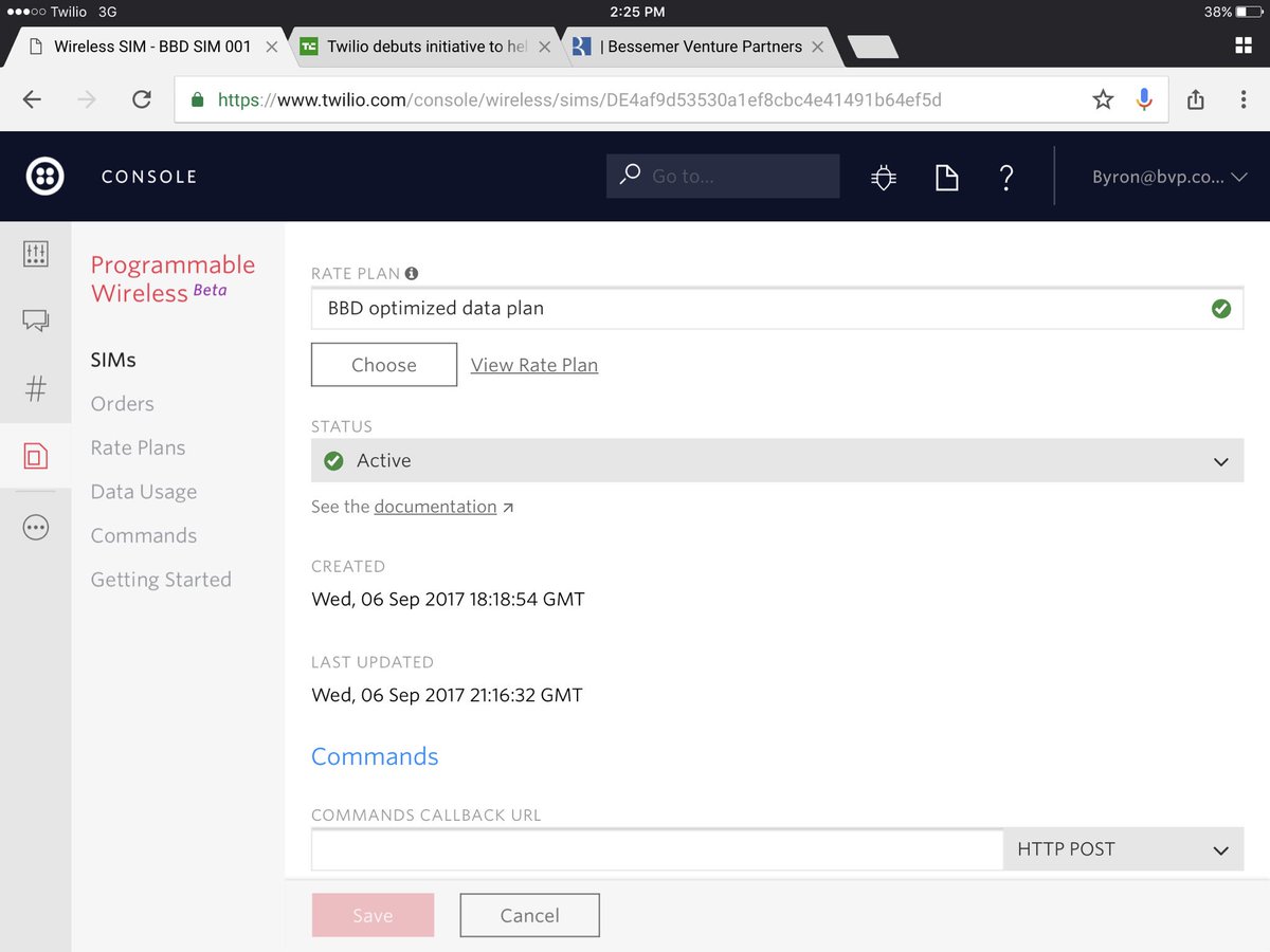 It's alive!!  Tnx <a href="/patrickmalatack/">Patrick Malatack</a> <a href="/chetanc12/">Chetan Chaudhary</a> Check out my carrier in the upper left....time to build!  <a href="/jeffiel/">Jeff Lawson</a> <a href="/BessemerVP/">Bessemer</a> <a href="/twilio/">twilio</a>