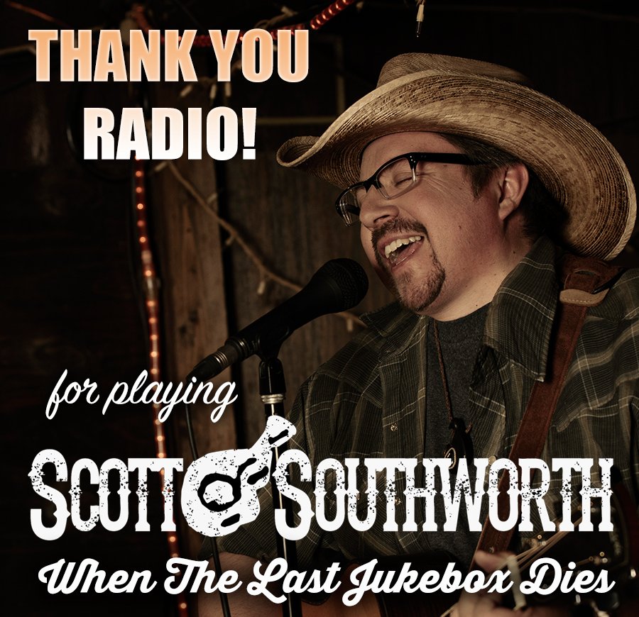 Thank you radio for spinning "When The Last Jukebox Dies" by Scott Southworth! Contact us today to add the track to your station's playlist!