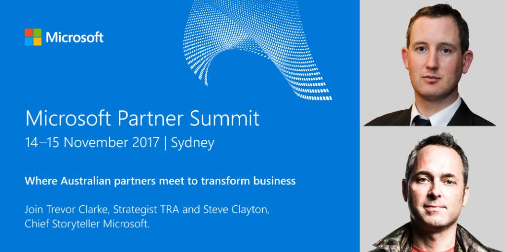 MSAU_Partner's tweet photo. Strategist @trevclarke and Storyteller @stevecla join Microsoft Partner Summit line-up. Register today! #MSSummit https://t.co/weh6sMfcr2 https://t.co/92pU50CBgP