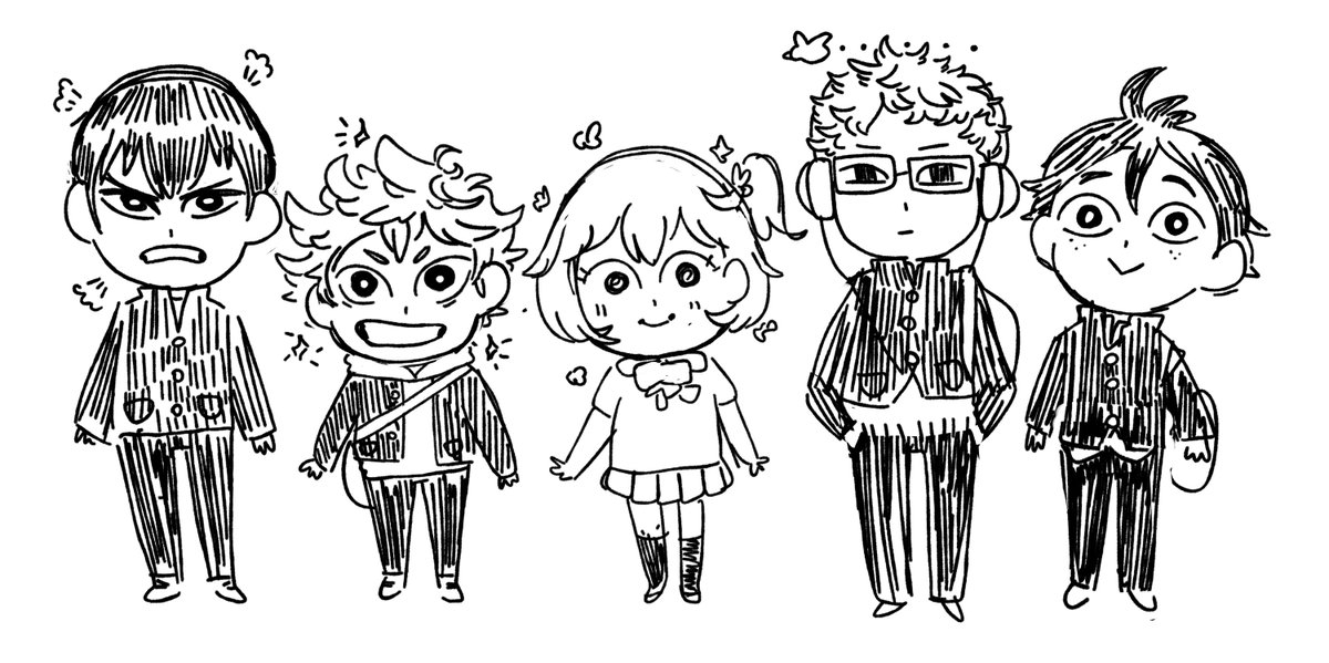 me: time to sleep
brain: no. time to draw haikyuu first years
me: but-
brain: No. First Years Time