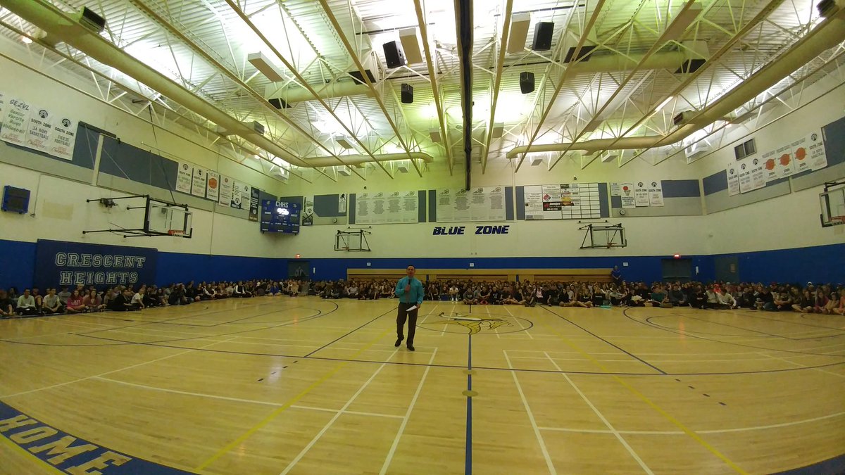 jnicolledu's tweet photo. The gym was rockin' during the first @CHHS_76 CHAT assembly today. The 2018 Viking grads are ready for a great year ahead! #sd76 https://t.co/jhFHJ2cglk