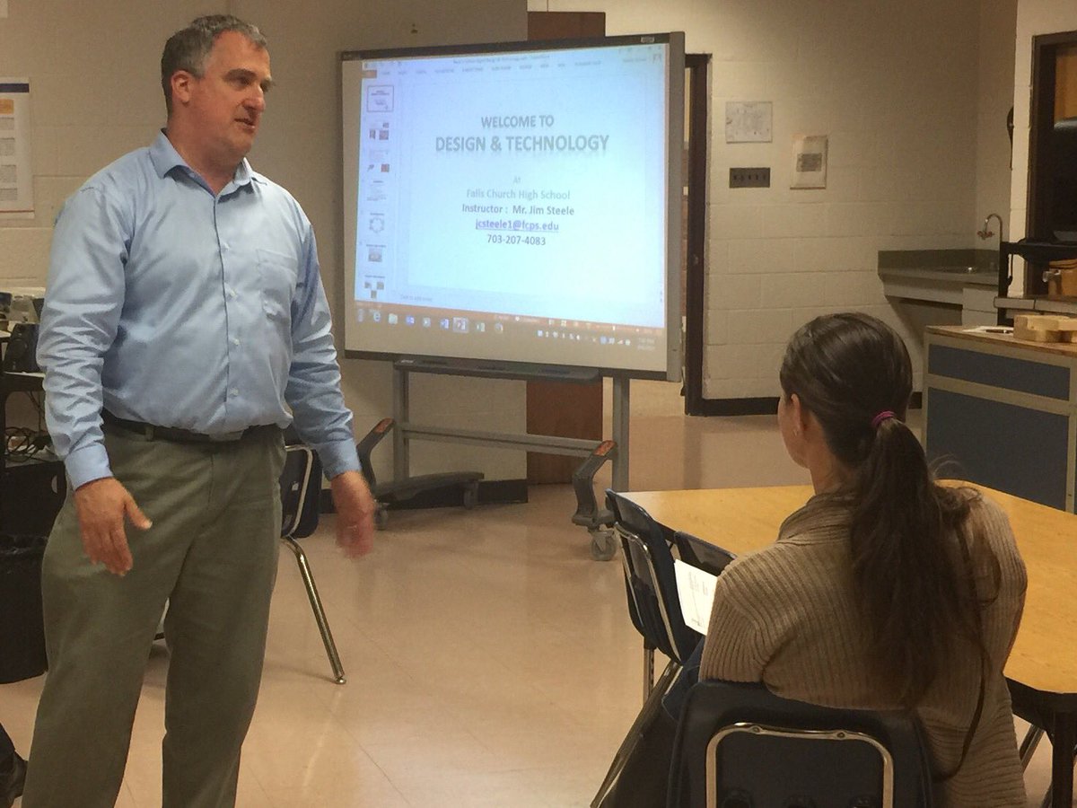 Technology teacher Mr. Steele at <a href="/FallsChurchHS/">Falls Church HS</a> Back to School Night