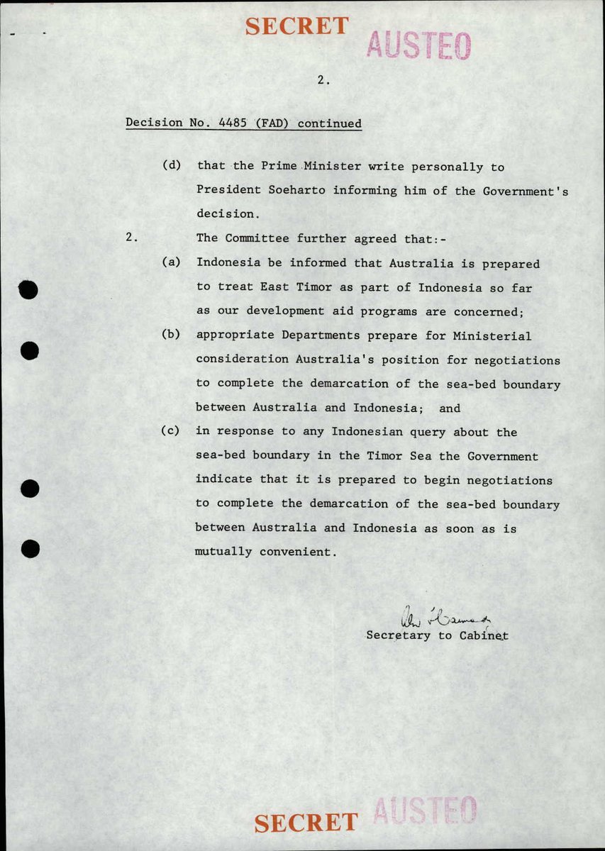 KimHMcGrath's tweet photo. @AndyGorfman @ConversationEDU Peacock cab sub rec'ing Aust recognise Indonesia's sovereignty in East Timor &amp; commence negotiations to close the Timor gap Jan78 @TimfoOrg https://t.co/ALNeFntzGO
