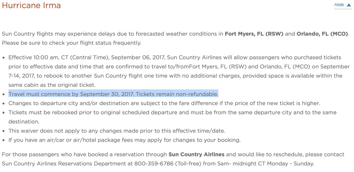 ScottReinfeld's tweet image. Sad @SunCountryAir customers #flying to #Orlando or #FtMyers tomorrow MUST GO or REBOOK &amp;amp; #fly THIS month! #hurricaneirma2017 #MCO #RSW #RSW