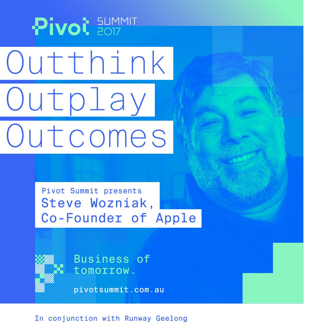 PivotSummit's tweet photo. Announcing Pivot Summit's 2017 headline speaker - STEVE WOZNIAK - co-founder of Apple. Earlybird tickets on sale! https://t.co/GZv4yWvmaR https://t.co/bfYndrc943