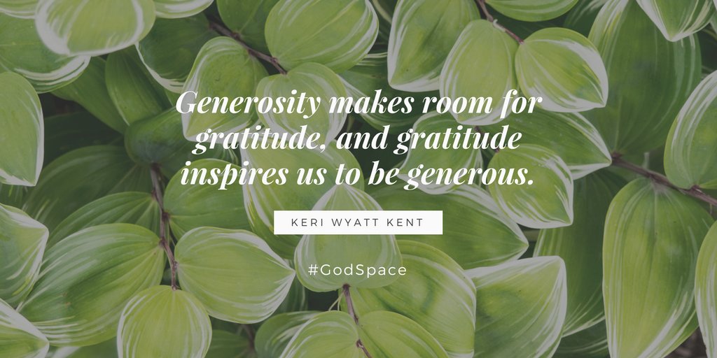 Wonderologist's tweet image. Generosity makes room for gratitude, &amp;amp; gratitude inspires us to be generous. @KeriWyattKent #GodSpaceBook #Gratitude
buff.ly/2j58EAf