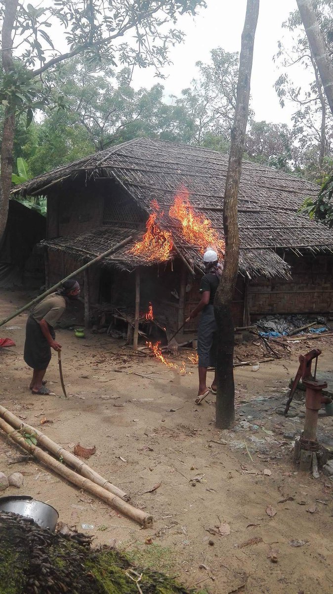 So called Rohigyas setting fire their houses by themselves , in Maung Taw, Rakhine