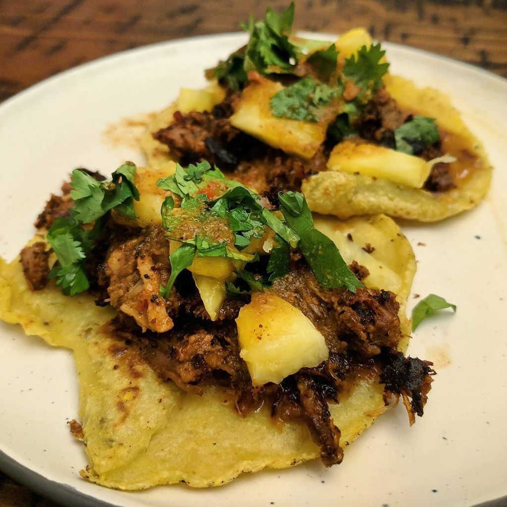 kyletaylored's tweet photo. Whole 30 pork al pastor tacos on homemade plantain tortillas. Yasss. #whole30 #freshchef https://t.co/6m8i2sZszm