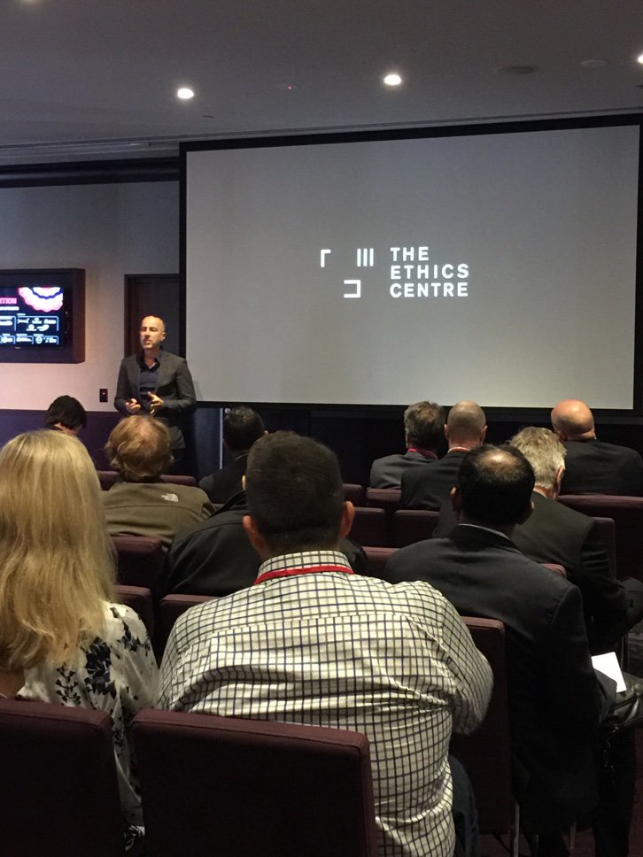 ethics_centre's tweet photo. Our co-head of Advice &amp; Education John Neil delivering his presentation on Good Decision Making now at #IFACON @IFA_AU https://t.co/1o0YiU13It
