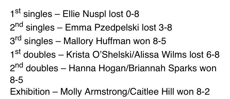 BMSMonarchs's tweet photo. Girls' tennis fell in a close on against St. Brigid.  #showingprogress #ptbm #ontothenextone https://t.co/3ZVtn9D6Wz