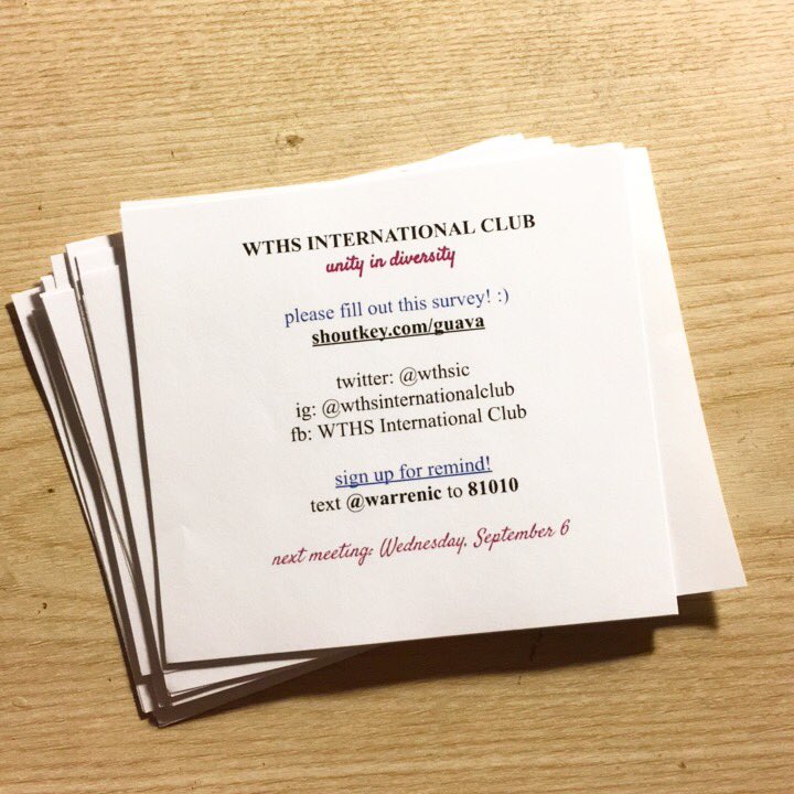 wthsIC's tweet photo. happy 1st meeting! heres the handout if u missed it today. please fill out the survey if you didn't (link expires tmrw). see u on the 20th! https://t.co/3xlH5uN6Gk