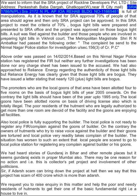 insaf48417610's tweet image. Kindly take action #surenderRawal ROCKLINE developers &amp;amp; #vishwaspatil more thn 500cr cheating done #SRAproject  ghatkopar  @ANILGALGALIRTI