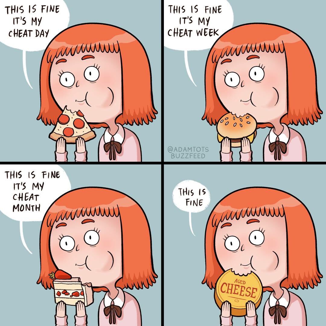 The story of my life everytime I decide to get into a Diet...
Via <a href="/BuzzFeedFood/">BuzzFeed Food</a>
#cheatday #cheatmeal #funtimes