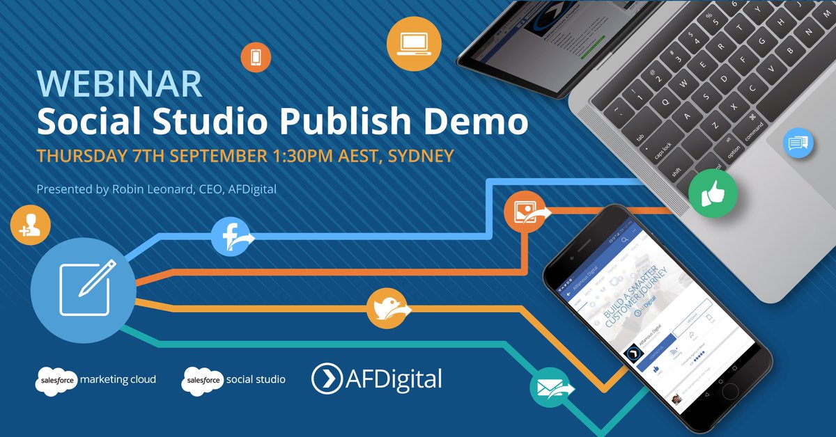afdigitalsocial's tweet photo. FREE WEBINAR: Social Studio Publish Demo starting in 30 mins! #salesforce @salesforceapac #afdigital https://t.co/xs3mPnNcqJ https://t.co/nwjA69u5nh