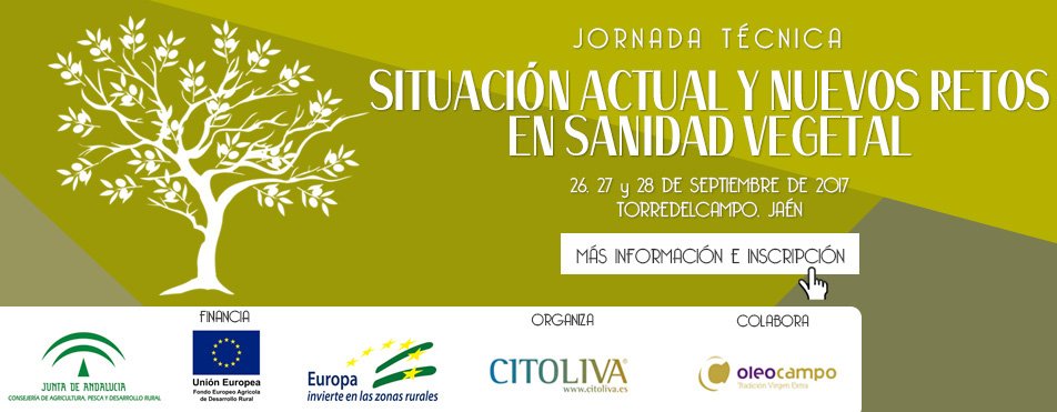 📌Jornada gratuita|"Situación actual y nuevos retos en #SanidadVegetal #olivar"📆26-28 sept.#Torredelcampo #Jaén 🌳🚜➡️ bit.ly/2gJzU2J