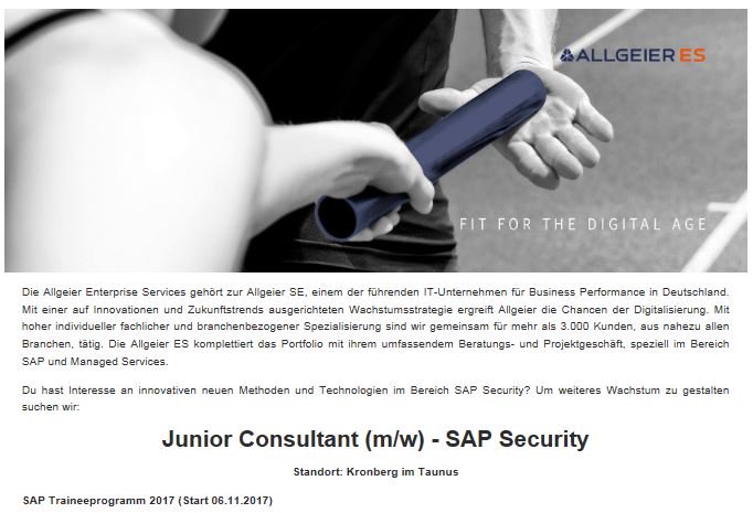SAPstellenmarkt's tweet image. #Junior_Consultant (m/w) - #SAP_Security in #Kronberg im Taunus gesucht von @Allgeier_Consulting Services GmbH
newjob.de/stellenanzeige…