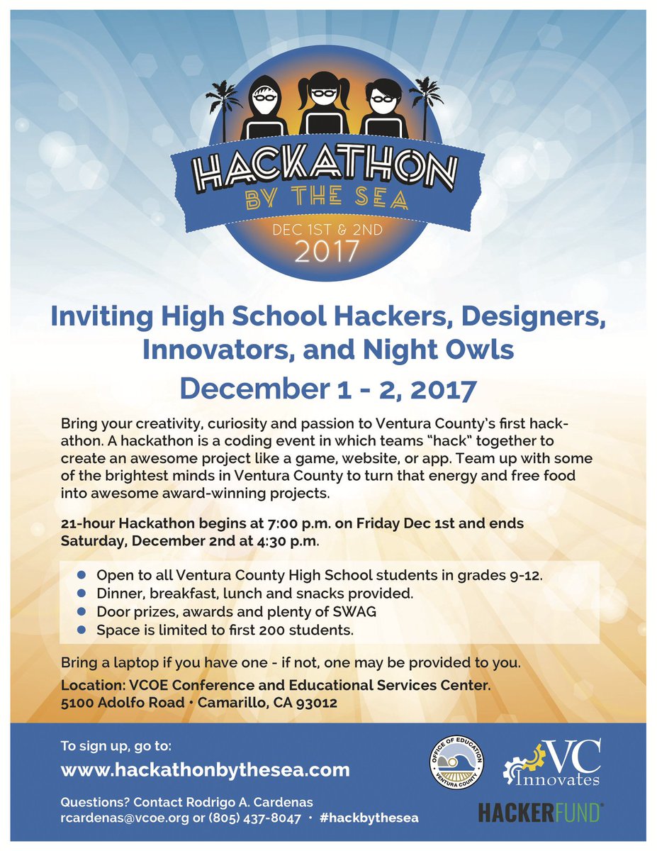 csuci_cs's tweet photo. Hackathon by the Sea is looking for volunteers. #hackbythesea https://t.co/WZoUpWOLpF