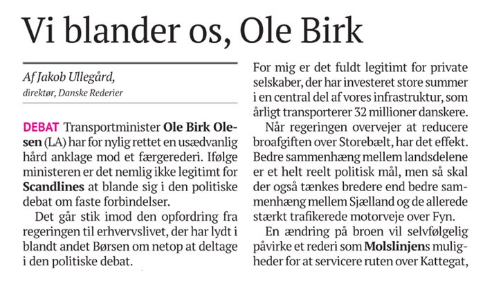 For mig er det helt 👍 at #dkbiz (⛴️) blander sig i #dkpol. Giver bedre beslutninger, skriver jeg i @borsenopinion borsen.dk/nyheder/opinio…