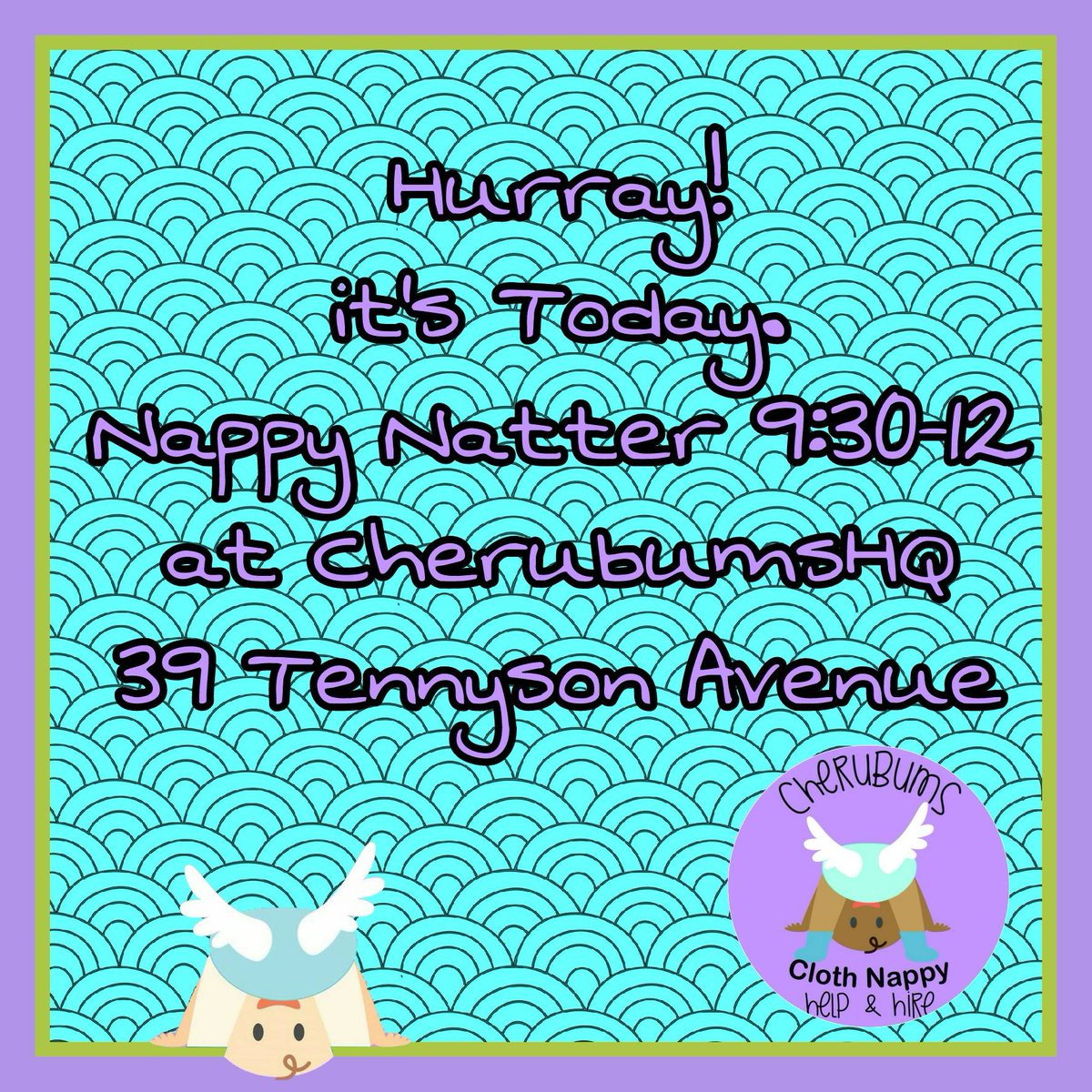 CherubumsCloth's tweet photo. It's Today! Nappy Natter 9:30-12
Drop in to get help, borrow a kit or just chat with other fluffy families. Lots of toys&amp; the kettle is on. https://t.co/8Od7KRk7gI