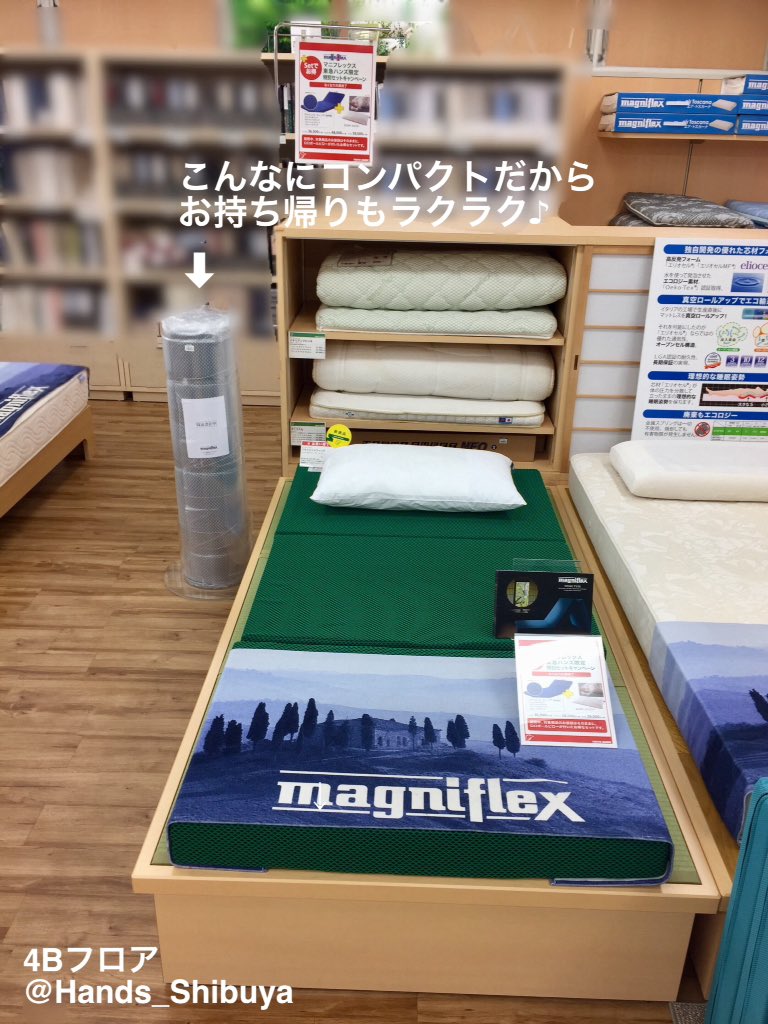 東急ハンズ渋谷店 東急ハンズ限定 マニフレックス特別セットキャンペーンやってます 高反発寝具マニフレックスの三つ折りタイプ最新モデル フライニットウィングに新発売の枕が今だけ付いてきます 数量限定のチャンスお見逃しなく ハンズ渋谷 4b