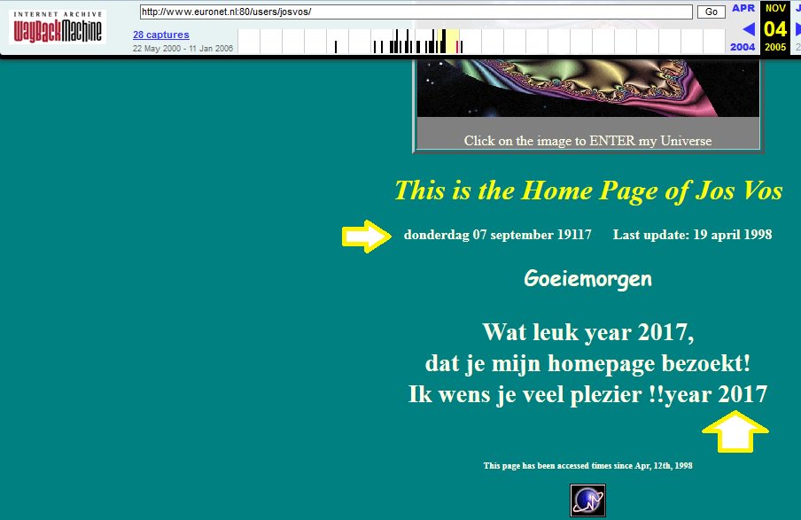 keesone's tweet image. Modern user interaction w. ancient website, Millennium bug included. web-beta.archive.org/web/2005110401… #webarchive #webarchiving #webarchaeology