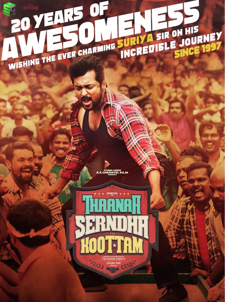 tamil_films's tweet photo. Team #TSK wishes #Suriya for his 20 years journey in Tamil Cinema
#20YearsOfSuriya @VigneshShivN @Suriya_offl #ThaanaaSerndhaKoottam https://t.co/tLgoRn370z